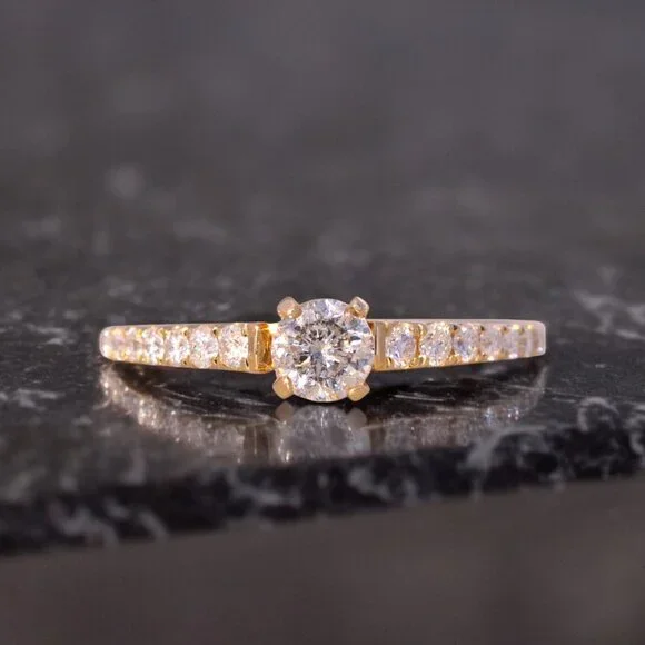 Natural Diamond Engagement Ring in Yellow Gold